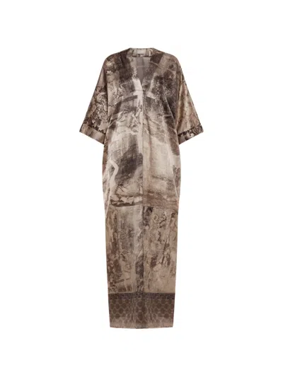 Pierre-louis Mascia Abstract-print Kaftan In Neutral