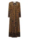 Pierre-louis Mascia Abstract-print Maxi Dress In Brown