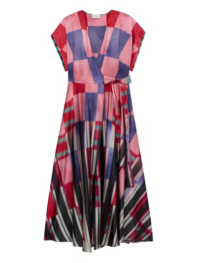 Pierre-louis Mascia Adana Abstract-print Wrap Dress In Pink