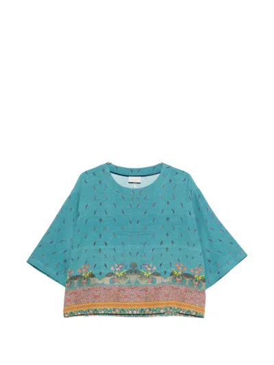 Pierre-louis Mascia Pierre Louis Mascia Printed Silk Blouse In Blue