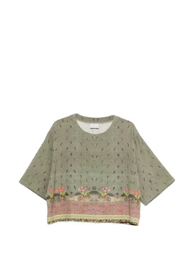 Pierre-louis Mascia Pierre Louis Mascia Printed Silk Blouse In Green