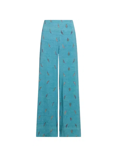 Pierre-louis Mascia Adanastr Leaf-print Palazzo Pants In Green