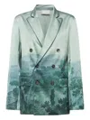Pierre-louis Mascia Adastrgum Double-breasted Landscape-printed Jacket In Green