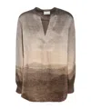 Pierre-louis Mascia Adastrgum Landscape-print Silk Top In Brown