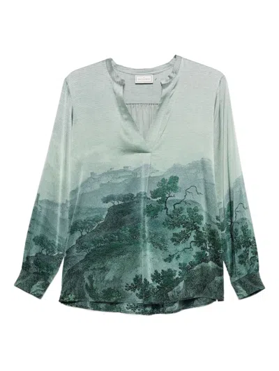 Pierre-louis Mascia Adastrgum Printed Top In Green