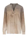 Pierre-louis Mascia Beige Top With Deep V-neckline In Beige