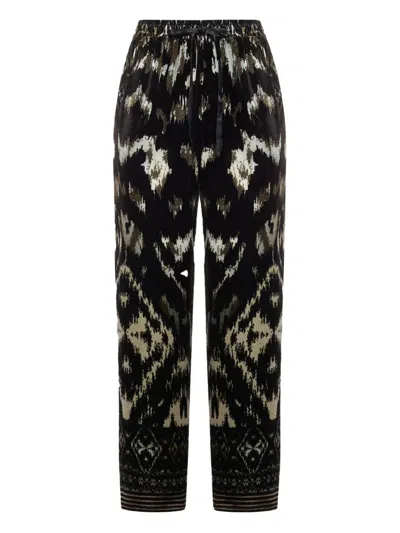 Pierre-louis Mascia All-over Print Drawstring-waist Trousers In Black