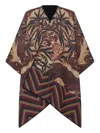 Pierre-louis Mascia All-over Print Wool Poncho In Brown