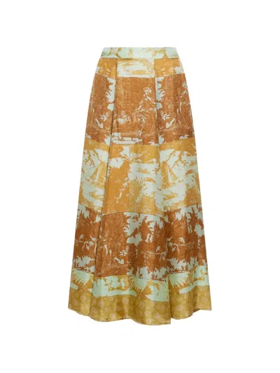 Pierre-louis Mascia Aloe A-line Skirt In Brown