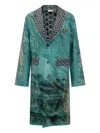 Pierre-louis Mascia Patterned Blue Outerwear With Shawl Collar In Green