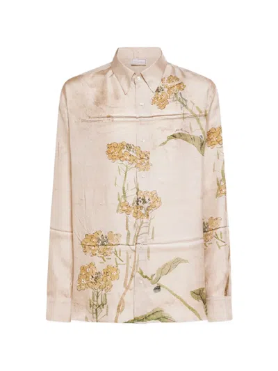 Pierre-louis Mascia Pierre Louis Mascia Printed Silk Shirt In Neutral