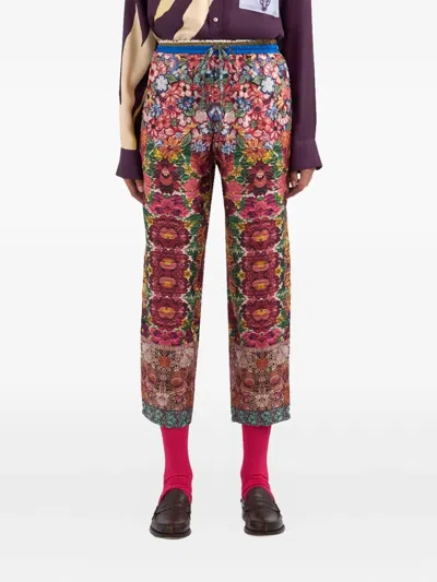 Pierre-louis Mascia Aloe Floral-print Drawstring Trousers In Multi