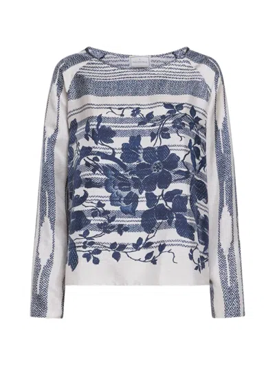 Pierre-louis Mascia Aloe Floral-print Longsleeve Blouse In Blue
