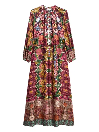 Pierre-louis Mascia Aloe Floral-print Maxi Shirt Dress In Red