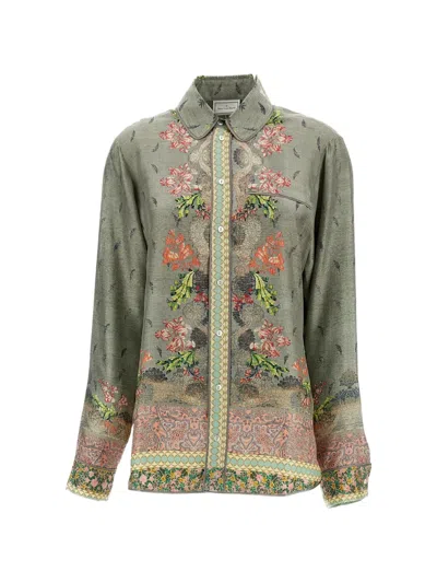 Pierre-louis Mascia Aloe Floral-print Shirt In Green