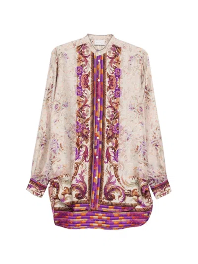 Pierre-louis Mascia Pierre Louis Mascia Printed Silk Shirt In Purple