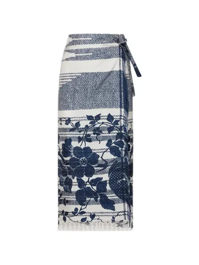 Pierre-louis Mascia Pierre Louis Mascia Printed Silk Skirt In Blue