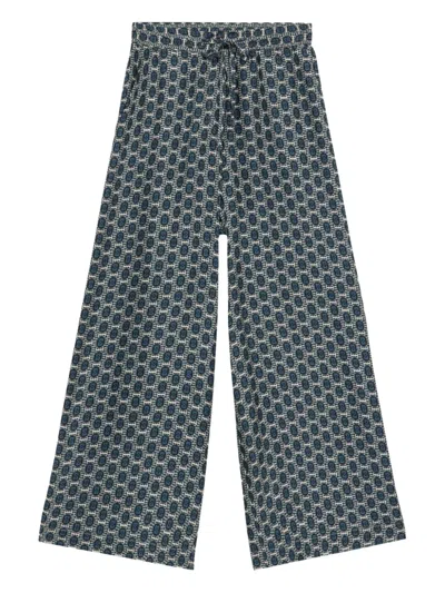 Pierre-louis Mascia Aloe Geometric-print Drawstring Trousers In Multi