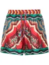 Pierre-louis Mascia Aloe Graphic-print Silk Shorts In Red
