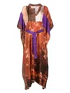 Pierre-louis Mascia Aloe Kaftan Dress In Brown