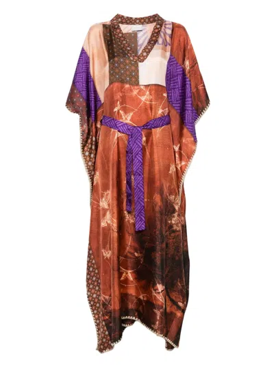 Pierre-louis Mascia Aloe Kaftan Dress In Brown