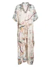Pierre-louis Mascia Aloes Floral Silk Kaftan In Beige In Neutrals