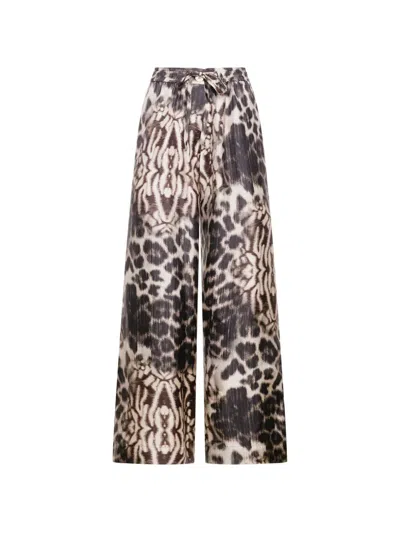 Pierre-louis Mascia Aloe Leopard-print Palazzo Trousers In Brown