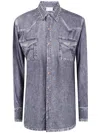 Pierre-louis Mascia Denim Print Silk Shirt In Blue