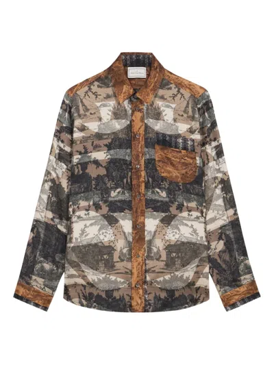 Pierre-louis Mascia Aloe Longsleeve Silk Shirt In Multi