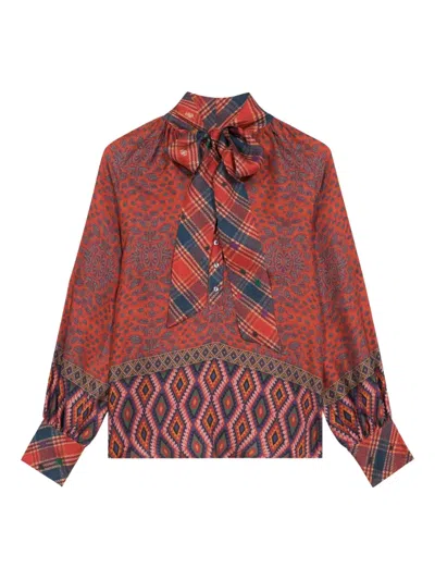 Pierre-louis Mascia Aloe Longsleeve Silk Shirt In Orange