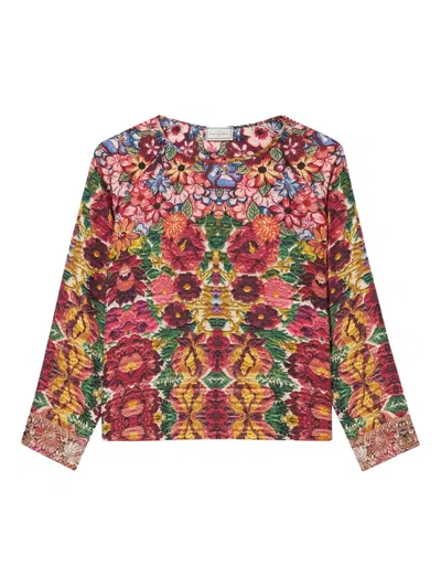 Pierre-louis Mascia Aloe Longsleeve Silk Shirt In Multi