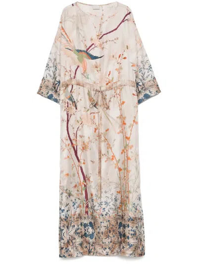Pierre-louis Mascia Aloe Midi Dress In Beige