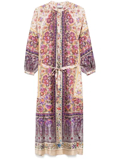Pierre-louis Mascia Aloe Midi Dress In Pink
