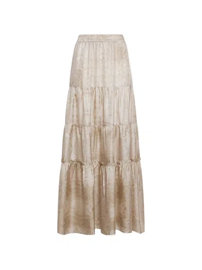 Pierre-louis Mascia Pierre Louis Mascia Silk Long Skirt In Neutral