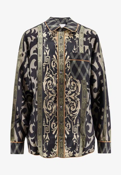 PIERRE-LOUIS MASCIA ALOE PRINTED SILK BUTTONED SHIRT