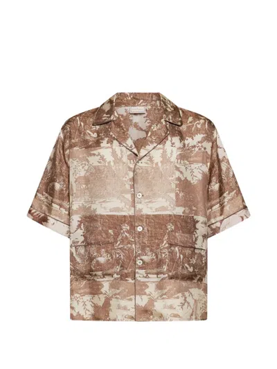 Pierre-louis Mascia Aloe Short-sleeve Shirt In Brown