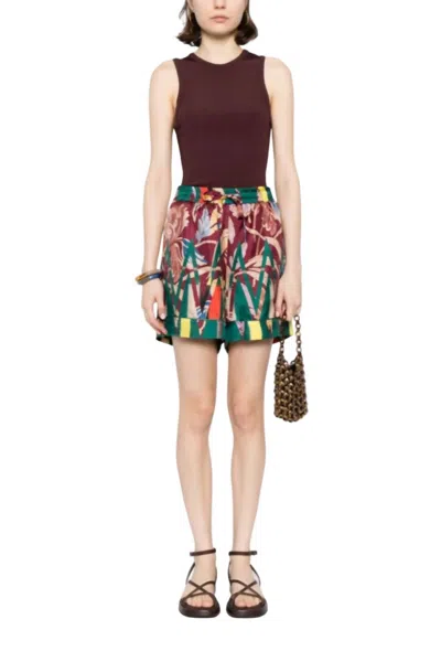 Pierre-louis Mascia Aloe Shorts In Burgundy Floral In Multi