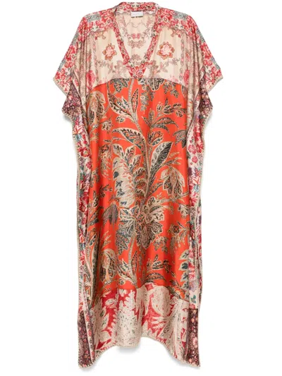 Pierre-louis Mascia Pierre Louis Mascia Printed Silk Kaftan In Red