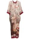Pierre-louis Mascia Pierre Louis Mascia Printed Silk Long Dress In Brown