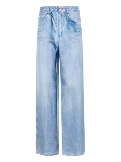 PIERRE-LOUIS MASCIA ALOE SILK FAUX DENIM TROUSERS