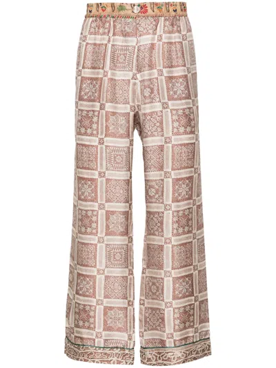 Pierre-louis Mascia Aloe Silk Trousers In Red
