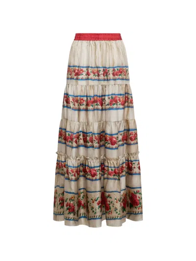 Pierre-louis Mascia Pierre Louis Mascia Printed Silk Skirt In Red