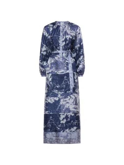 Pierre-louis Mascia Aloe Toile-de-jouy-pattern Shirt Midi Dress In Blue