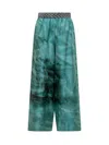 Pierre-louis Mascia Wide-leg Trousers With Botanical Print In Blue