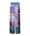 Pierre-louis Mascia Printed Silk Wide-leg Pants In Blue