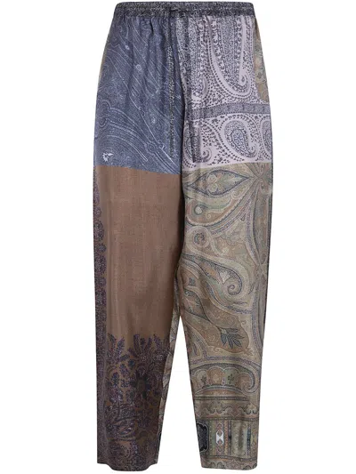 Pierre-louis Mascia Color-blocked Printed Casual Pants In Multi