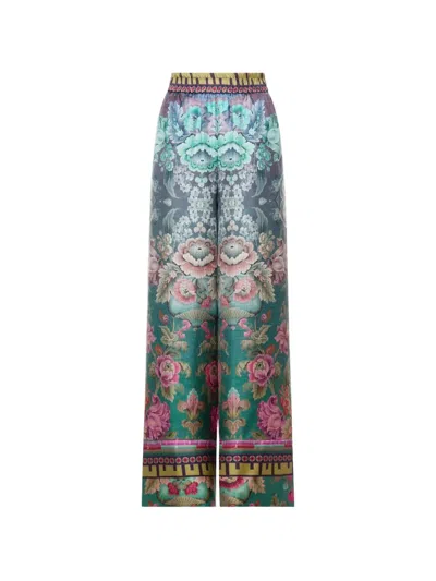 Pierre-louis Mascia Aloe Wide-leg Floral Trousers In Blue