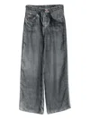 Pierre-louis Mascia Pierre Louis Mascia Denim Print Silk Trousers In Black