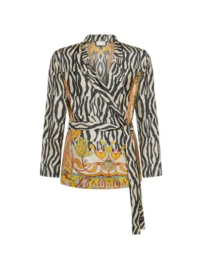 Pierre-louis Mascia Aloe Zebra Floral Jacquard Jacket In Multi