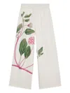 Pierre-louis Mascia White Wide-leg Trousers With Floral Print Accents In White